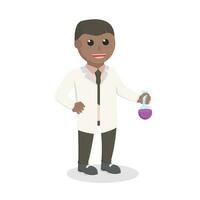 scientists african test liquids in tube design character on white background vector