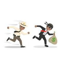 sheriff african Catch the thief design character on white background vector