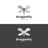 Dragonfly Logo, Flying Animal Design, Vector Simple Line Style, Icon Symbol Illustration