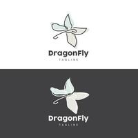 Dragonfly Logo, Flying Animal Design, Vector Simple Line Style, Icon Symbol Illustration