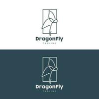 Dragonfly Logo, Flying Animal Design, Vector Simple Line Style, Icon Symbol Illustration