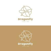 Dragonfly Logo, Flying Animal Design, Vector Simple Line Style, Icon Symbol Illustration