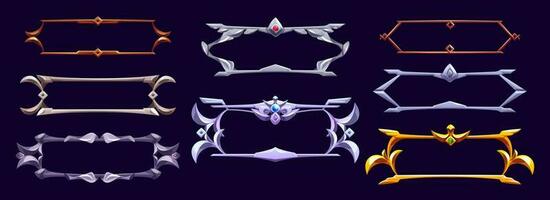 Cartoon set of medieval frames for game ui design vector