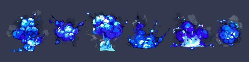 Blue fire explosion ui animation sprite vector set