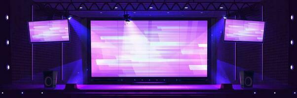 Tv show stage background with led screen panel vector