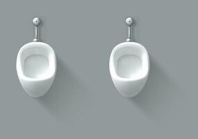 White ceramic urinal on wall in male toilet vector
