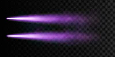 Realistic purple rocket flight trails vector