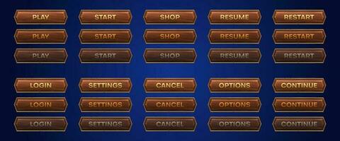 Medieval ui game button frame sprite for animation vector