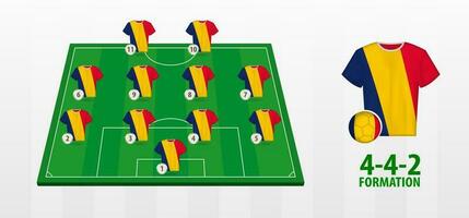 Chad National Football Team Formation on Football Field. vector