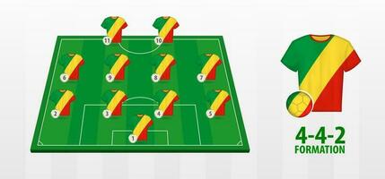 Congo National Football Team Formation on Football Field. vector