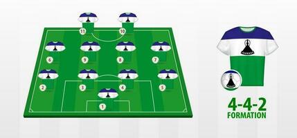 Lesotho National Football Team Formation on Football Field. vector