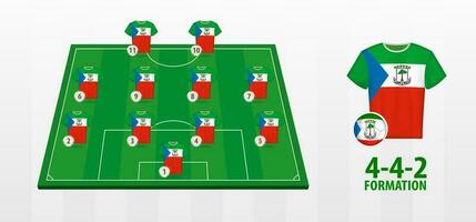 Equatorial Guinea National Football Team Formation on Football Field. vector