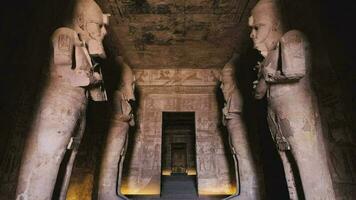 Interior Statues Of Abu Simbel Temple In Egypt video