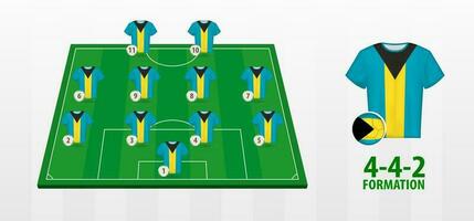 The Bahamas National Football Team Formation on Football Field. vector