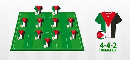 Jordan National Football Team Formation on Football Field. vector