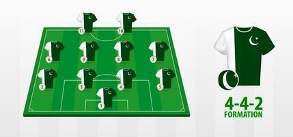 Pakistan National Football Team Formation on Football Field. vector