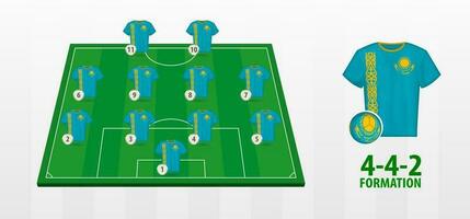 Kazakhstan National Football Team Formation on Football Field. vector