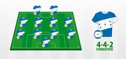 Honduras National Football Team Formation on Football Field. vector