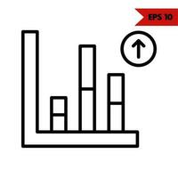 gráfico análisis y flecha en botón línea icono vector