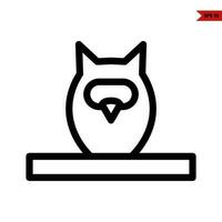 owl in tree trunk line icon vector