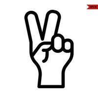 hand peace line icon vector