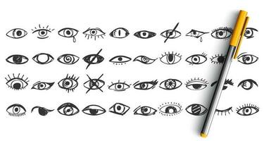 Eyes doodle set vector