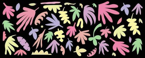Colorful hand drawn abstract pattern of leaves vector