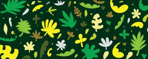 colorful hand drawn pattern with plant illustration vector