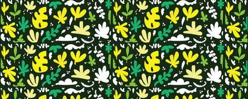Colorful hand drawn abstract pattern of leaves vector
