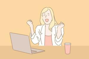 Woman reacting to good news concept vector