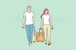 Couple, travelling, tourism, holiday, vacation, summer concept vector