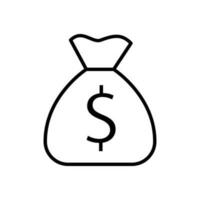 dinero bolso vector icono. banco ilustración símbolo o signo. depositar logo.