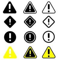 Exclamation mark set icons. Danger alarm collection vector illustration on white isolated background. Caution risk business concept.