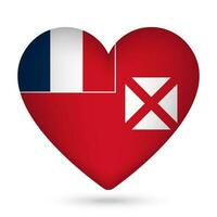 Wallis and Futuna flag in heart shape. Vector illustration.