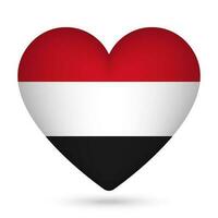 Yemen flag in heart shape. Vector illustration.