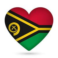 Vanuatu flag in heart shape. Vector illustration.