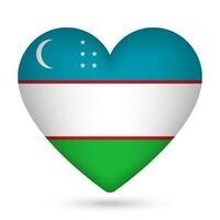 Uzbekistan flag in heart shape. Vector illustration.