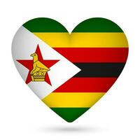 Zimbabwe flag in heart shape. Vector illustration.