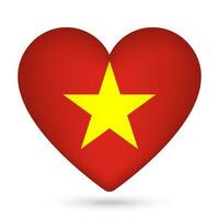 Vietnam flag in heart shape. Vector illustration.