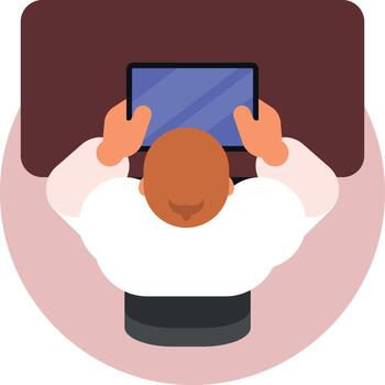 Man With A Computer Tablet, Isolated Background. vector