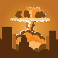 Nuclear Bomb Explosion, Isolated Background. vector