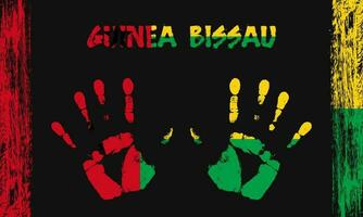 Vector flag of Guinea Bissau with a palm