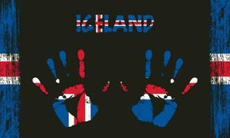 Vector flag of Iceland with a palm