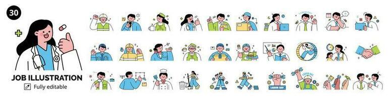 Labor Day. people who are working. Illustration of busy characters and workers rights in different professions. vector