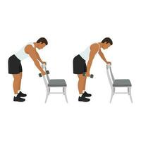 Man doing bent over dumbbell shoulder pendulums or swings exercise. vector