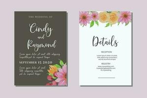 Wedding Invitation Pink Flower vector