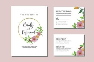 Wedding Invitation Pink Flower vector