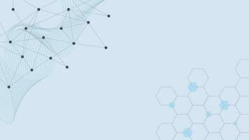 resumen geométrico antecedentes con puntos líneas conexión, ola fluir y hexágono formas molecular estructura concepto diseño. vector ilustración.
