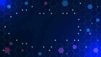 Abstract hexagonal with glowing particles for science and technology concept background template design. Vector illustration.