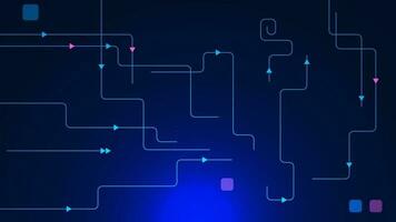 Glowing line and round shapes for digital technology concept on blue background. Innovation future data, technology light effect and abstract tech. Vector illustration.